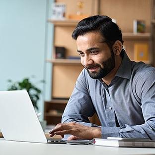 Man using Online banking